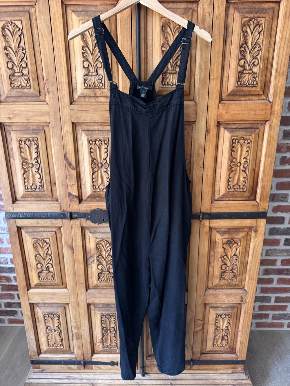 Black Women's Denim Overall Jumpsuit with Adjustable Straps
